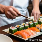 일식조리사 경력 면접에서 자주 묻는 질문 - **Prompt:** A professional Japanese chef, dressed in a clean, crisp chef's jacket and a full apron, ...